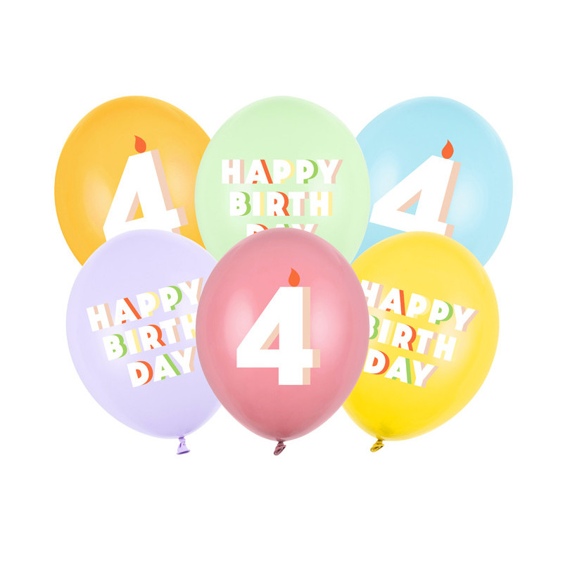 Balloons 30 cm, 4, mix (1 pkt / 6 pc.) Balloons 30 cm, 4, mix (1 pkt / 6 pc.)