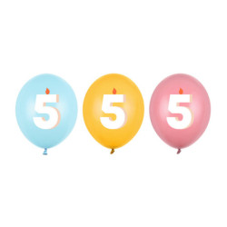 50 stk. Balloner 30 cm Pastel Mix – Tallet 5 Fødselsdag Miljøvenlig Latex Festpynt