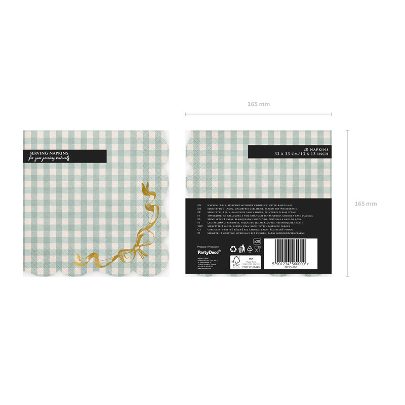 Checkered Napkins with Bow, 33x33 cm, mix (1 pkt / 12 pc.) Checkered Napkins with Bow, 33x33 cm, mix (1 pkt / 12 pc.)