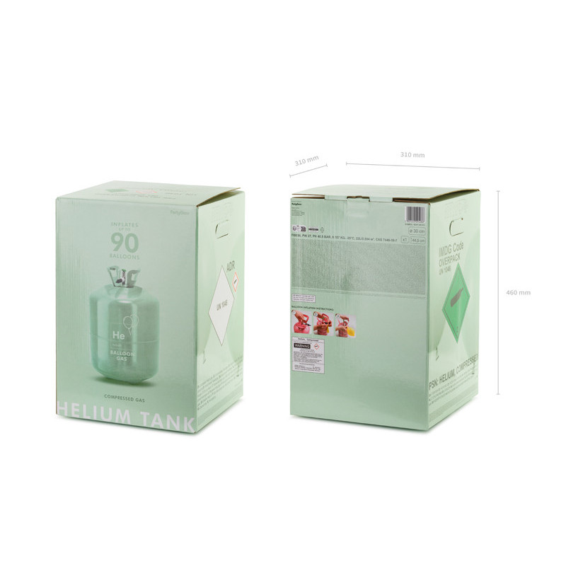 Helium tank, green, max 90 balloons Helium tank, green, max 90 balloons