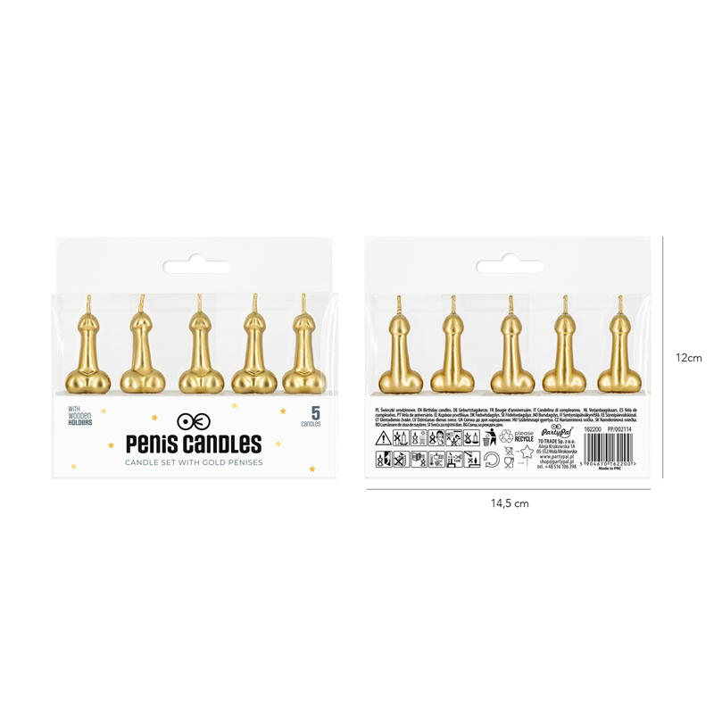 5 stk. Penislys guld 5 stk. Penislys guld