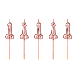 5 stk. Penislys metallic rose guld – Sjov kagepynt til polterabend & festlig stemning 5 stk. Penislys metallic rose guld – Sjov kagepynt til polterabend & festlig stemning