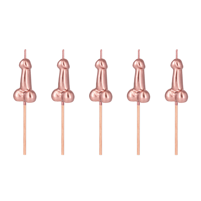 5 stk. Penislys metallic rose guld – Sjov kagepynt til polterabend & festlig stemning 5 stk. Penislys metallic rose guld – Sjov kagepynt til polterabend & festlig stemning