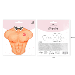 10 stk. Servietter til en polterabend, Servietter formet som en mandlig torso. 10 stk. Servietter til en polterabend, Servietter formet som en mandlig torso.