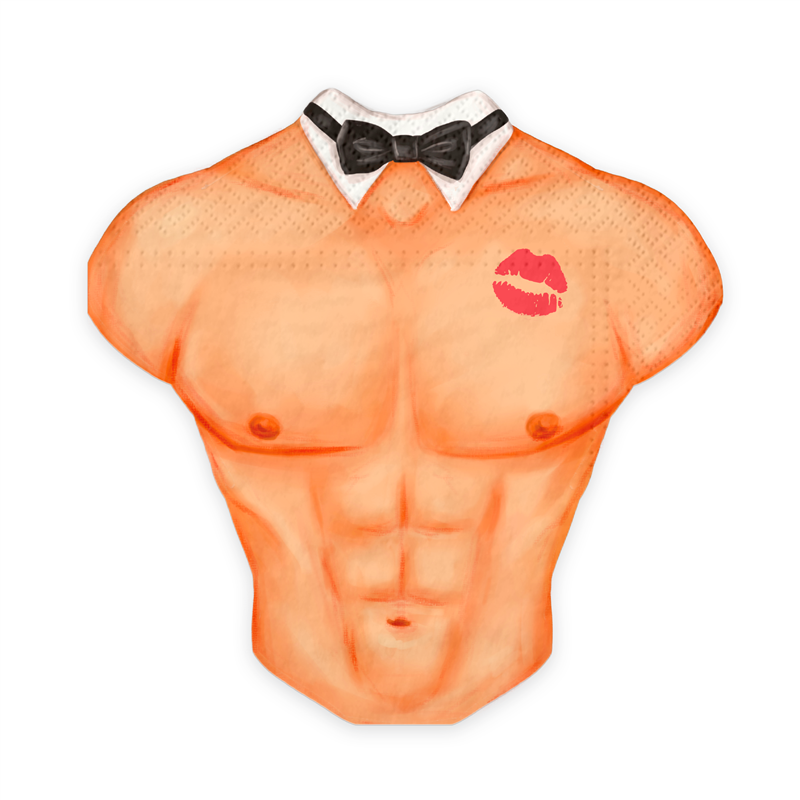10 stk. Servietter til en polterabend, Servietter formet som en mandlig torso. 10 stk. Servietter til en polterabend, Servietter formet som en mandlig torso.