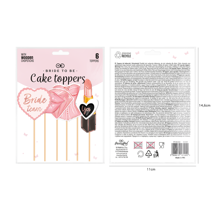 6 stk. Cupcake Skilte Bride Team Mix – Perfekt til Polterabend Dekoration 6 stk. Cupcake Skilte Bride Team Mix – Perfekt til Polterabend Dekoration