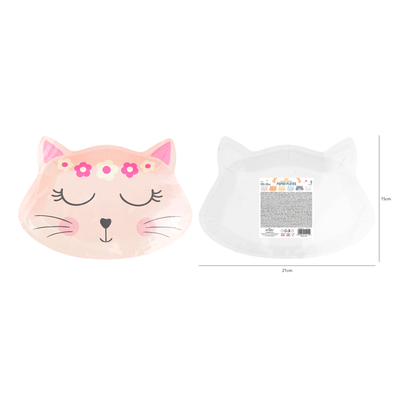 6 stk Paptallerken kat 20,5 x 15 cm 6 stk Paptallerken kat 20,5 x 15 cm