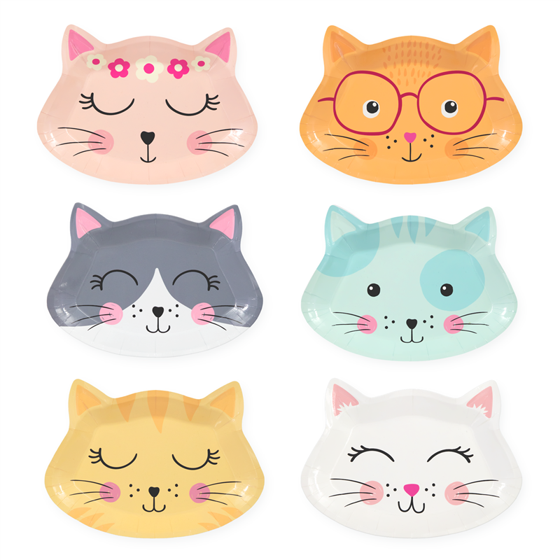 6 stk Paptallerken kat 20,5 x 15 cm 6 stk Paptallerken kat 20,5 x 15 cm