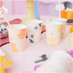 6 stk Kitty Krus - Farverigt Mix med Tegneseriekatte, PE-coated Pap 220ml - Perfekt til Børnefest 6 stk Kitty Krus - Farverigt Mix med Tegneseriekatte, PE-coated Pap 220ml - Perfekt til Børnefest