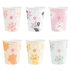 6 stk Kitty Krus - Farverigt Mix med Tegneseriekatte, PE-coated Pap 220ml - Perfekt til Børnefest 6 stk Kitty Krus - Farverigt Mix med Tegneseriekatte, PE-coated Pap 220ml - Perfekt til Børnefest