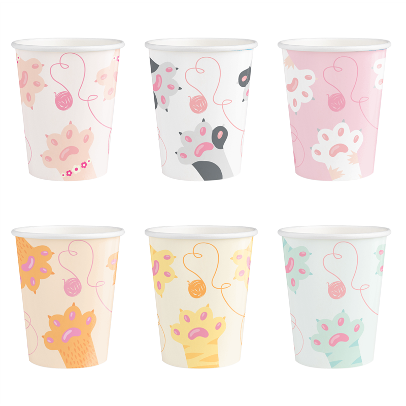 6 stk Kitty Krus - Farverigt Mix med Tegneseriekatte, PE-coated Pap 220ml - Perfekt til Børnefest 6 stk Kitty Krus - Farverigt Mix med Tegneseriekatte, PE-coated Pap 220ml - Perfekt til Børnefest
