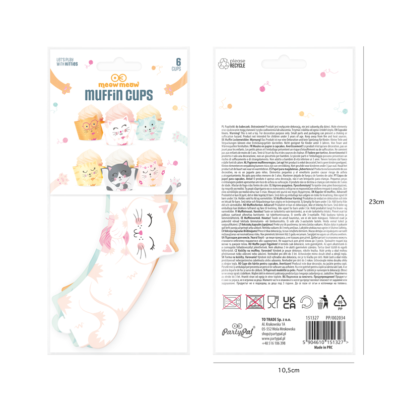 6 stk Cupcake wrappers Muffinforme Katte 6 stk Cupcake wrappers Muffinforme Katte