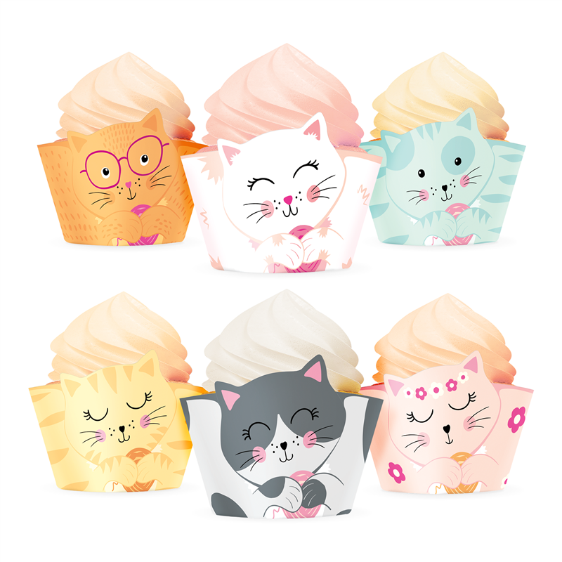 6 stk Cupcake wrappers Muffinforme Katte 6 stk Cupcake wrappers Muffinforme Katte