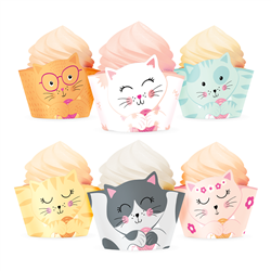 6 stk Cupcake wrappers Muffinforme Katte 6 stk Cupcake wrappers Muffinforme Katte