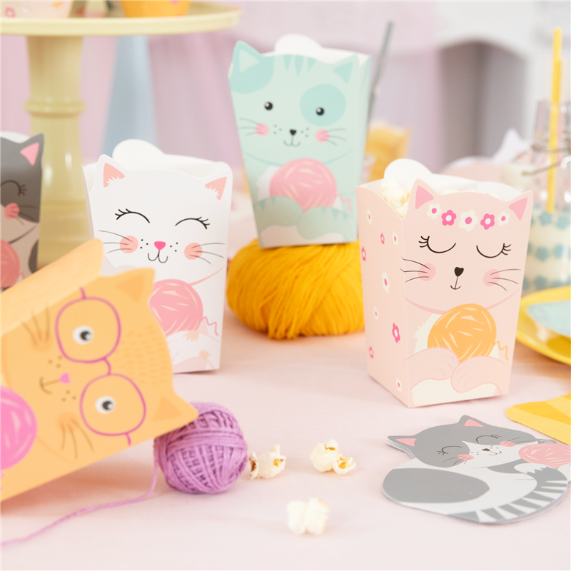6 stk. Popcornboks Katte Tema Mixfarver – Perfekt til Børnefødselsdag & Fest 8,5x13,5 cm 6 stk. Popcornboks Katte Tema Mixfarver – Perfekt til Børnefødselsdag & Fest 8,5x13,5 cm