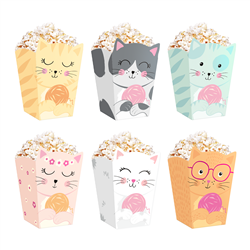 6 stk. Popcornboks Katte Tema Mixfarver – Perfekt til Børnefødselsdag & Fest 8,5x13,5 cm 6 stk. Popcornboks Katte Tema Mixfarver – Perfekt til Børnefødselsdag & Fest 8,5x13,5 cm