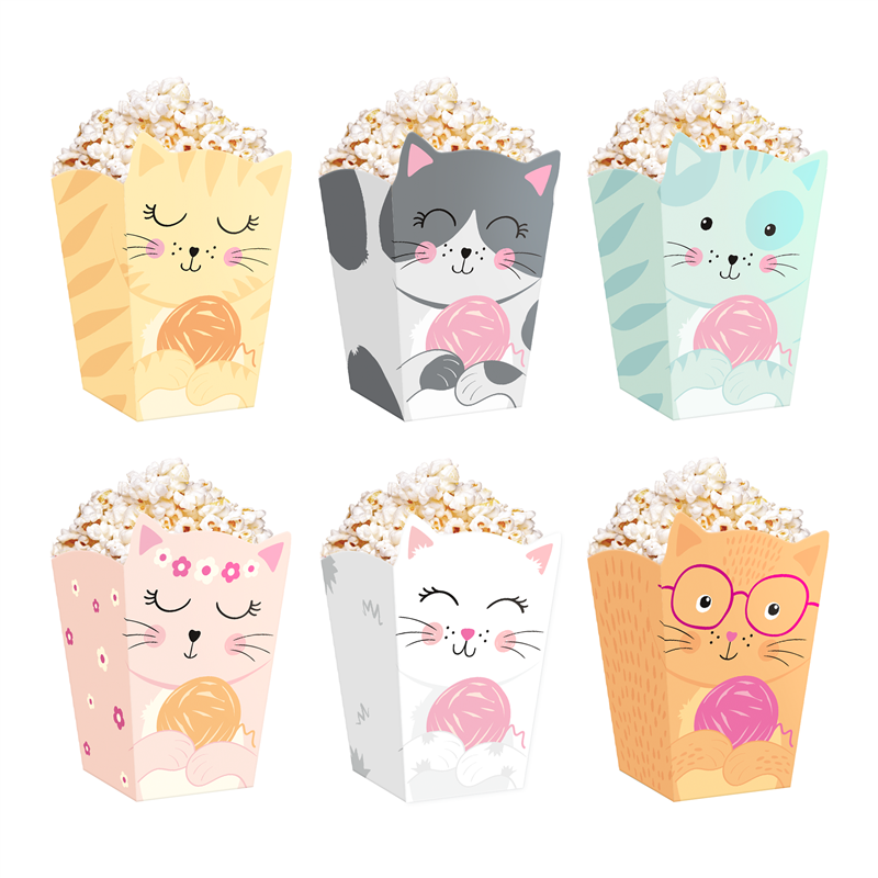 6 stk. Popcornboks Katte Tema Mixfarver – Perfekt til Børnefødselsdag & Fest 8,5x13,5 cm 6 stk. Popcornboks Katte Tema Mixfarver – Perfekt til Børnefødselsdag & Fest 8,5x13,5 cm