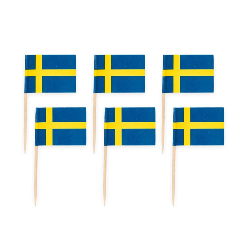 50 stk Kageflag Sverige på træpind 50 stk Kageflag Sverige på træpind