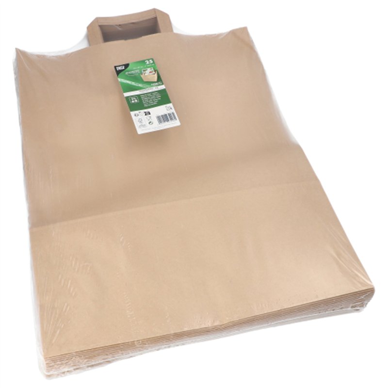 25 stk. Papirpose XXL 33x37x34,5 cm 42 L brun papir med hank 25 stk. Papirpose XXL 33x37x34,5 cm 42 L brun papir med hank