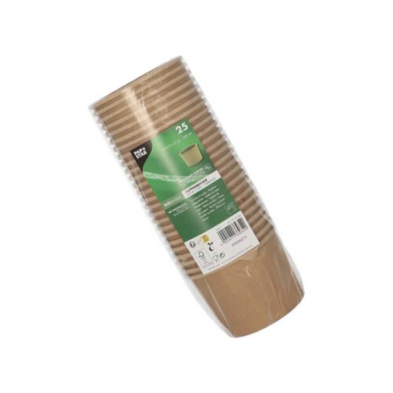 25 stk. Miljøvenlige 350 ml Suppe-/Isbægre i Brun Komposterbar Karton - Perfekt til Alle Anledninger 25 stk. Miljøvenlige 350 ml Suppe-/Isbægre i Brun Komposterbar Karton - Perfekt til Alle Anledninger