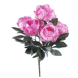 1 stk. Buket af Kunstige Peonia Pink &ndash; 5 Hoveder, l&aelig;ngde 42 cm