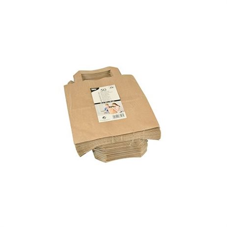 50 stk. Papirpose 22x10x18 cm 4 L brun papir med hank 50 stk. Papirpose 22x10x18 cm 4 L brun papir med hank
