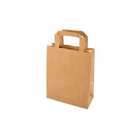 50 stk. Papirpose 22x10x18 cm 4 L brun papir med hank 50 stk. Papirpose 22x10x18 cm 4 L brun papir med hank