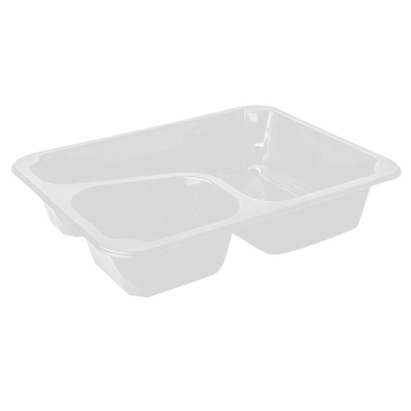 50 stk Hvide Gourmetbakker 2-rums 1350 ml – Optimal til catering og takeaway 50 stk Hvide Gourmetbakker 2-rums 1350 ml – Optimal til catering og takeaway