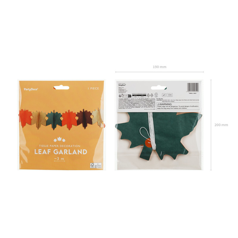 Tissue garland Leaves, mix, 3m Tissue garland Leaves, mix, 3m
