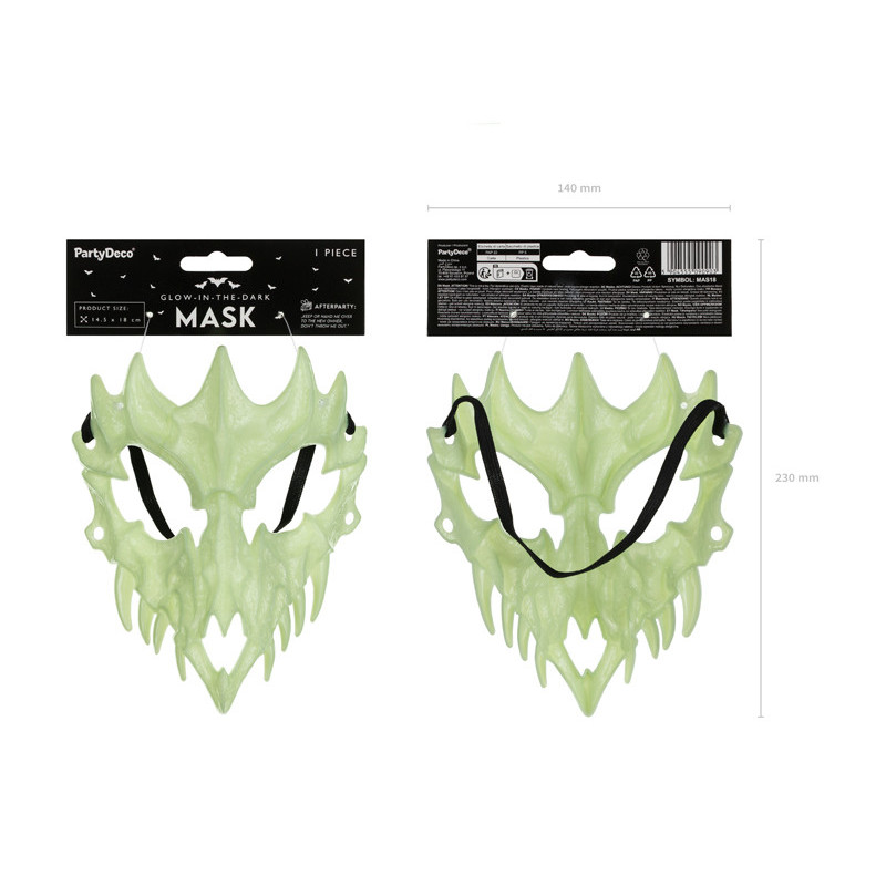Glow in the dark Skull mask, 14.5x18cm, mix Glow in the dark Skull mask, 14.5x18cm, mix
