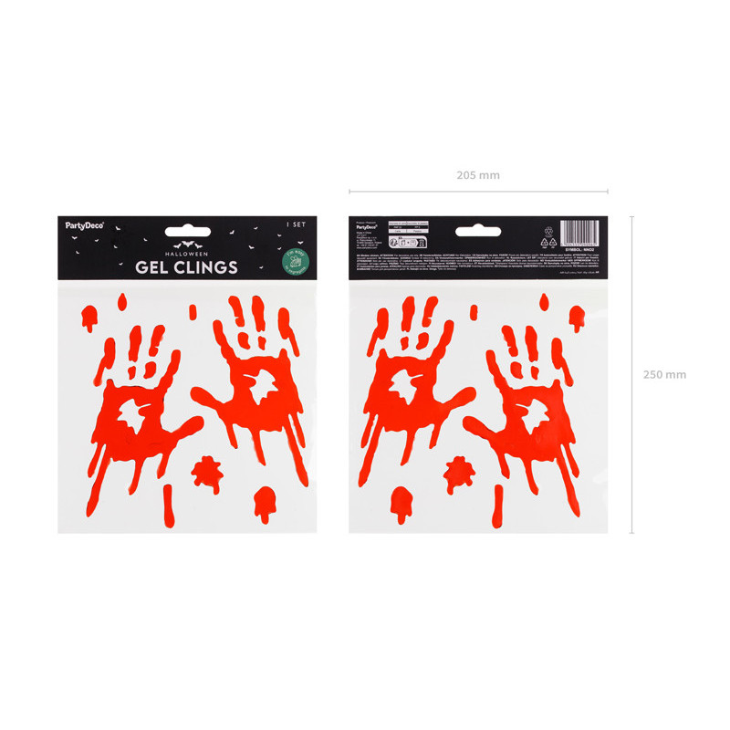 Gel window stickers Bloody Hands, red Gel window stickers Bloody Hands, red