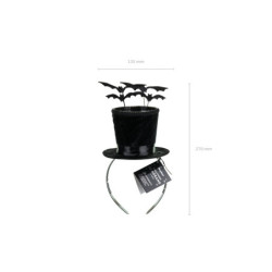 Cylinder Headband with Bats, 19x26 cm, Black Cylinder Headband with Bats, 19x26 cm, Black