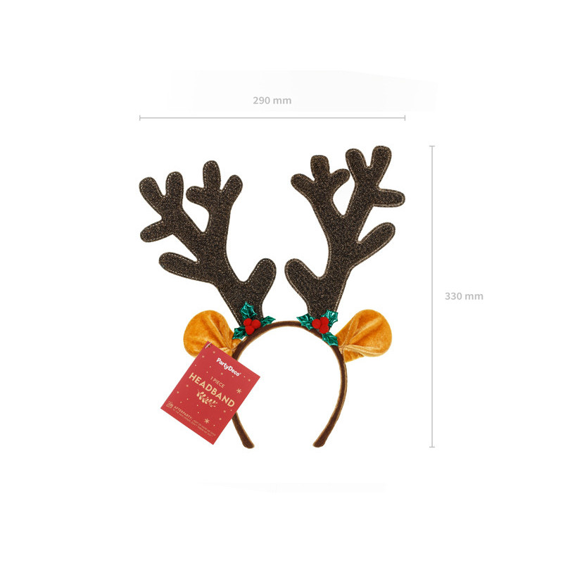 Reindeer Antlers Headband with Ears, 29x34cm, mix Reindeer Antlers Headband with Ears, 29x34cm, mix