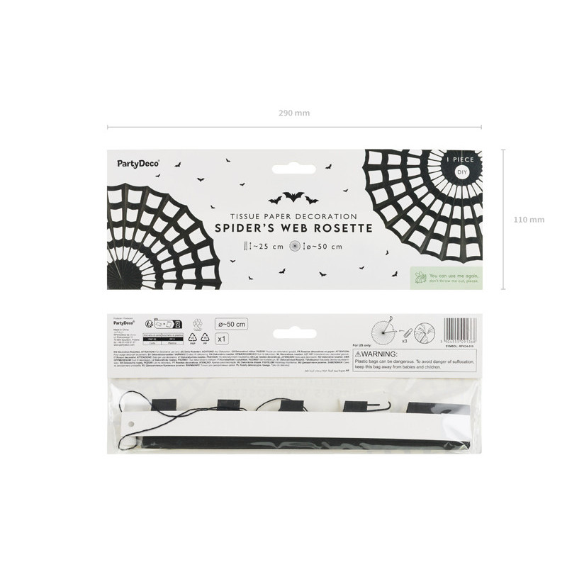 Decorative Rosette Spider Web, black, 50 cm Decorative Rosette Spider Web, black, 50 cm