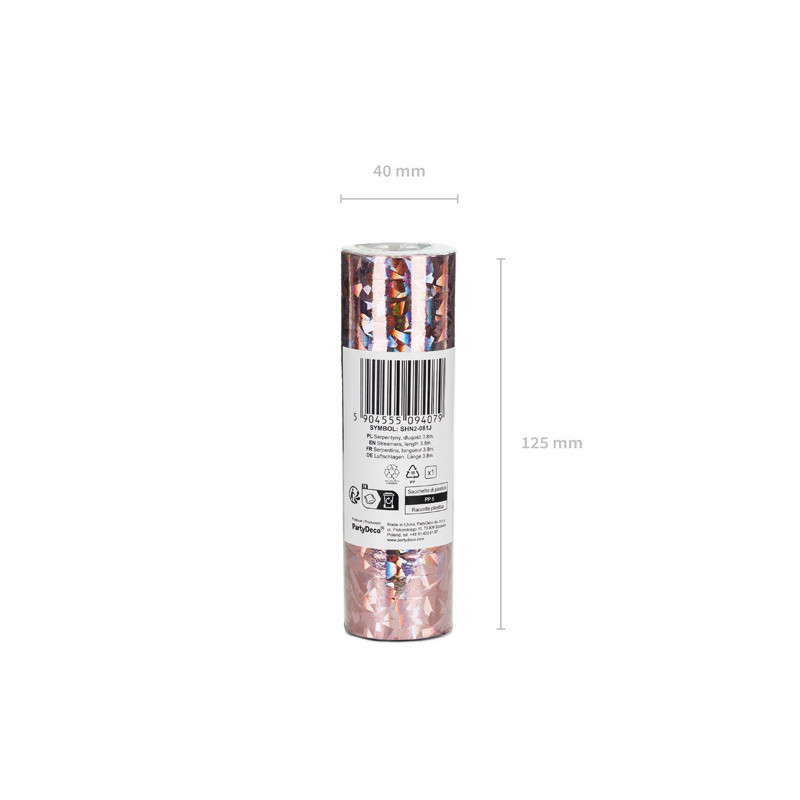 Holographic Streamers, light pink, 3.8 m (1 pkt / 18 pc.) Holographic Streamers, light pink, 3.8 m (1 pkt / 18 pc.)