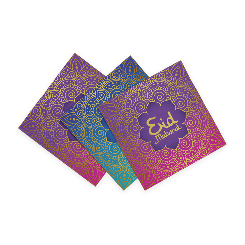 20 stk. Eid Mubarak Servietter - Lilla, Blå og guld 20 stk. Eid Mubarak Servietter - Lilla, Blå og guld