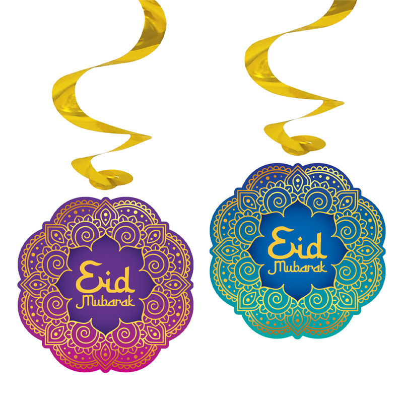 4 stk. Eid Mubarak Swirls Loft uro dekoration Skab festlig atmosfære 4 stk. Eid Mubarak Swirls Loft uro dekoration Skab festlig atmosfære