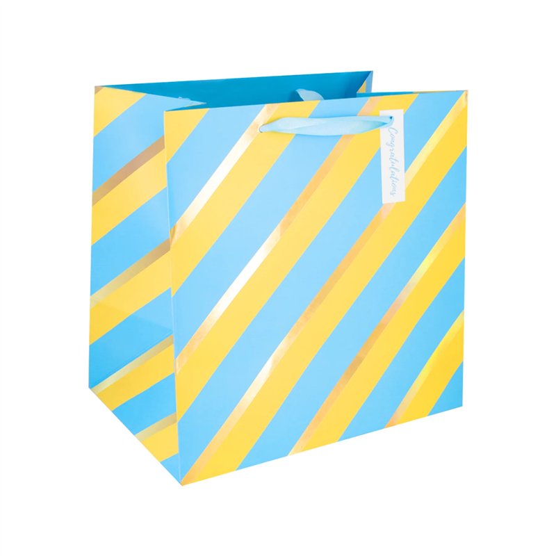 Gavepose Blå, Gul og Guld 30x30x20 cm – Festlig Eksklusivt design Gavepose Blå, Gul og Guld 30x30x20 cm – Festlig Eksklusivt design