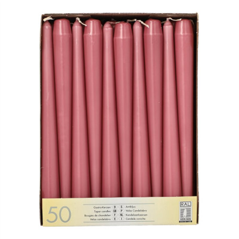50 stk. Mørkerosa Stearinlys 25 cm – Skab ro og elegance til din fest 50 stk. Mørkerosa Stearinlys 25 cm – Skab ro og elegance til din fest