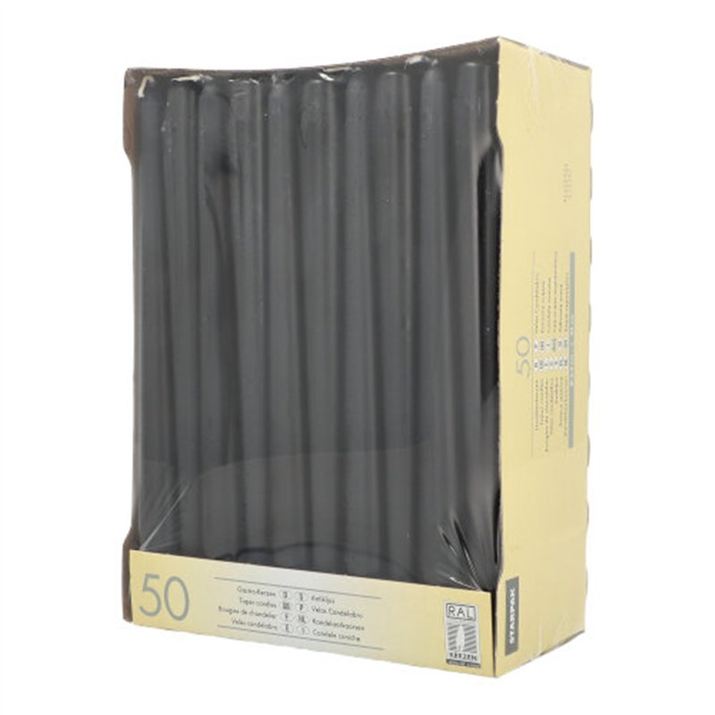 50 stk. Sorte Stearinlys 25 cm – Skab ro og elegance til din fest 50 stk. Sorte Stearinlys 25 cm – Skab ro og elegance til din fest