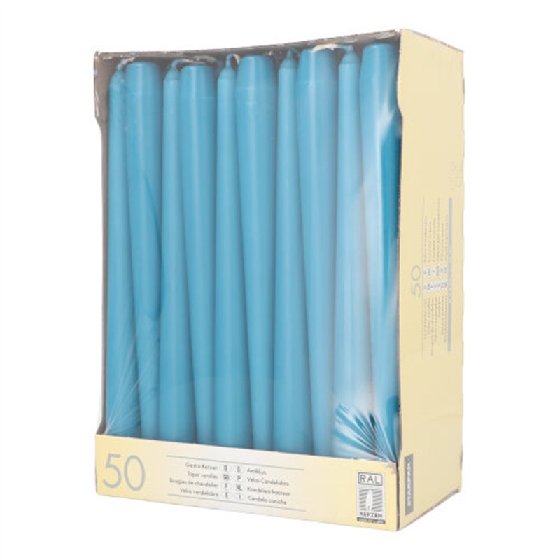50 stk. Turkis Stearinlys 25 cm – Skab ro og elegance til din fest 50 stk. Turkis Stearinlys 25 cm – Skab ro og elegance til din fest