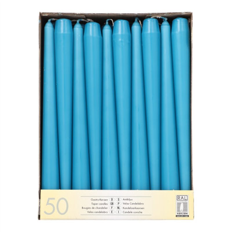 50 stk. Turkis Stearinlys 25 cm – Skab ro og elegance til din fest 50 stk. Turkis Stearinlys 25 cm – Skab ro og elegance til din fest