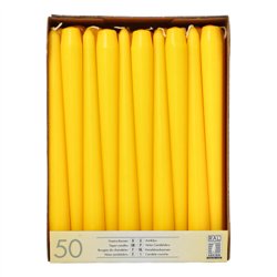 50 stk. Gule Stearinlys 25 cm – Skab ro og elegance til din fest 50 stk. Gule Stearinlys 25 cm – Skab ro og elegance til din fest