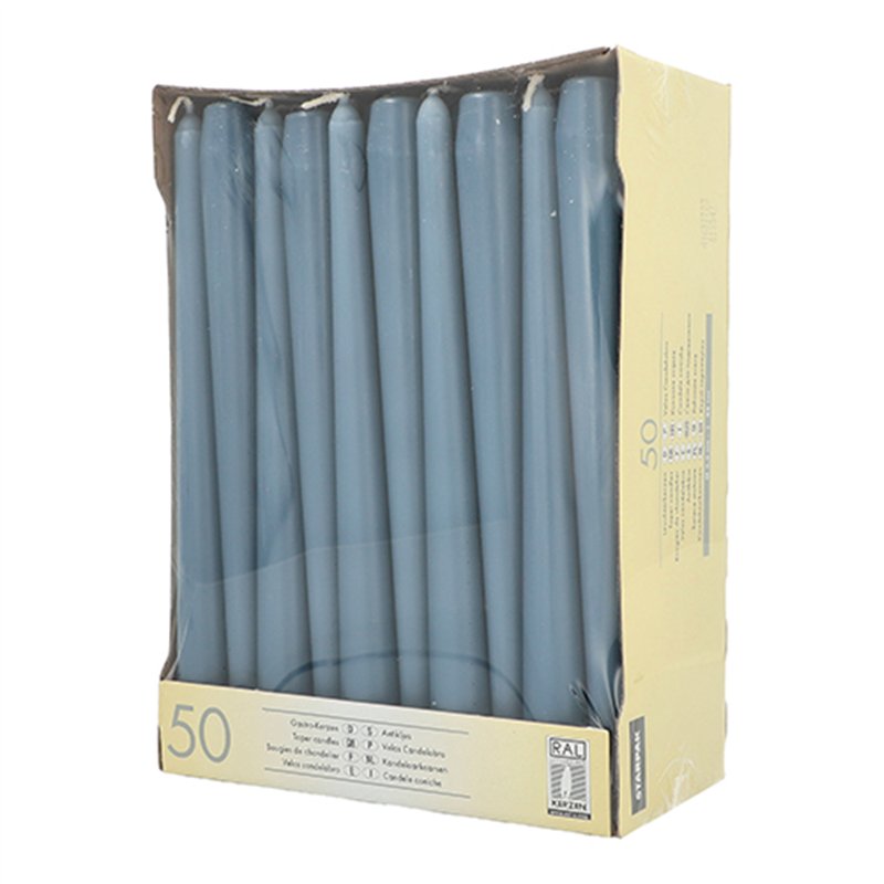 50 stk. Arktisk Blå Stearinlys 25 cm – Solskin og varme til enhver lejlighed 50 stk. Arktisk Blå Stearinlys 25 cm – Solskin og varme til enhver lejlighed
