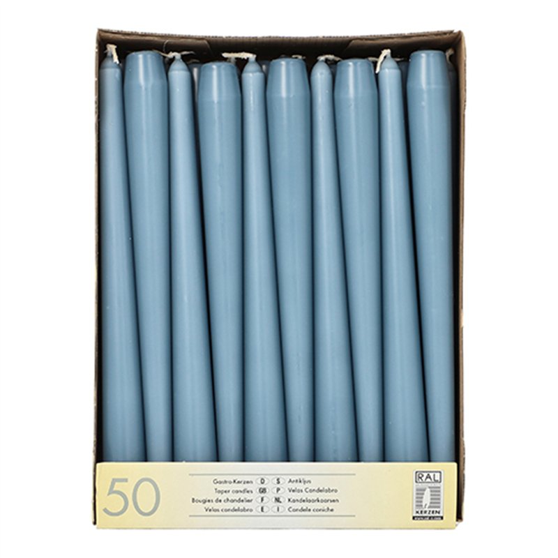 50 stk. Arktisk Blå Stearinlys 25 cm – Solskin og varme til enhver lejlighed 50 stk. Arktisk Blå Stearinlys 25 cm – Solskin og varme til enhver lejlighed