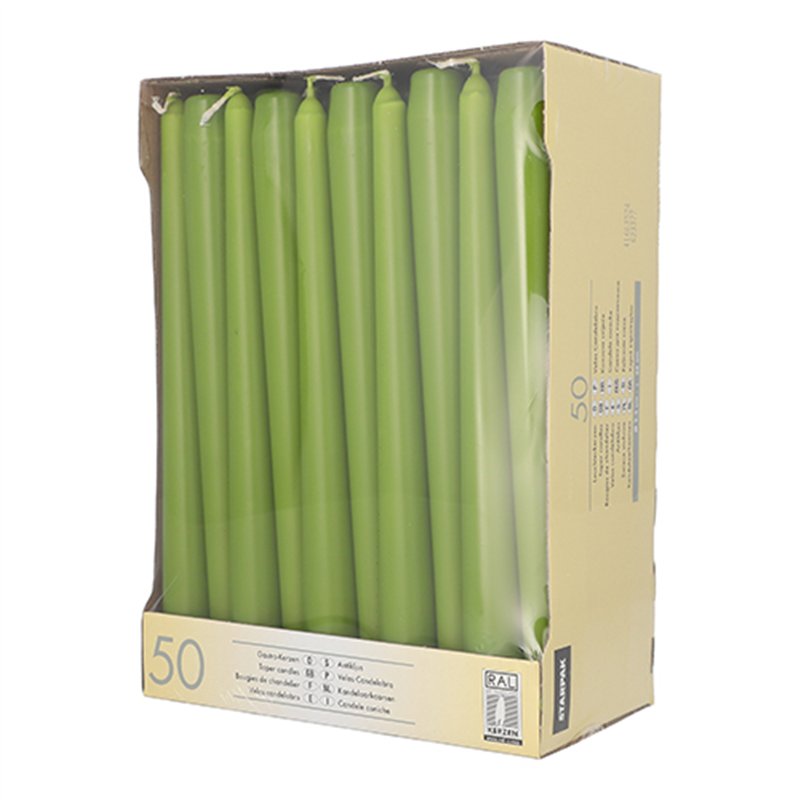 50 stk. Olivengrøn Stearinlys 25 cm – Tilfør elegance til enhver festlig lejlighed 50 stk. Olivengrøn Stearinlys 25 cm – Tilfør elegance til enhver festlig lejlighed