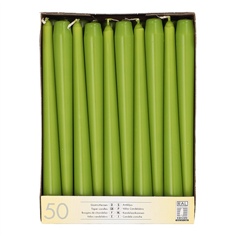 50 stk. Olivengrøn Stearinlys 25 cm – Tilfør elegance til enhver festlig lejlighed