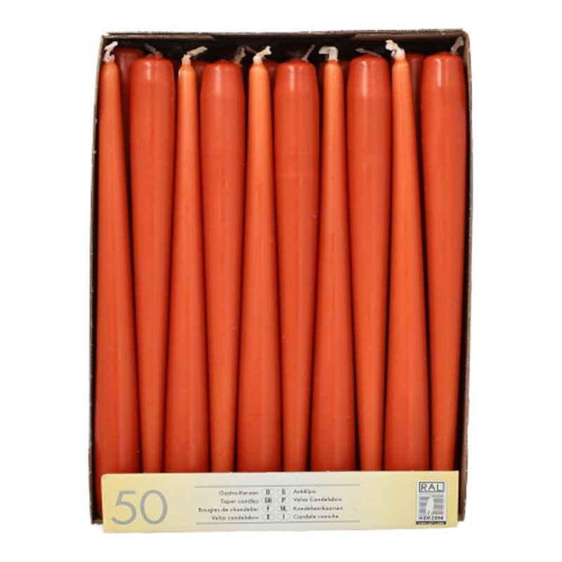 50 stk. Russetfarvede Stearinlys 25 cm – Tilfør frisk energi til festen 50 stk. Russetfarvede Stearinlys 25 cm – Tilfør frisk energi til festen