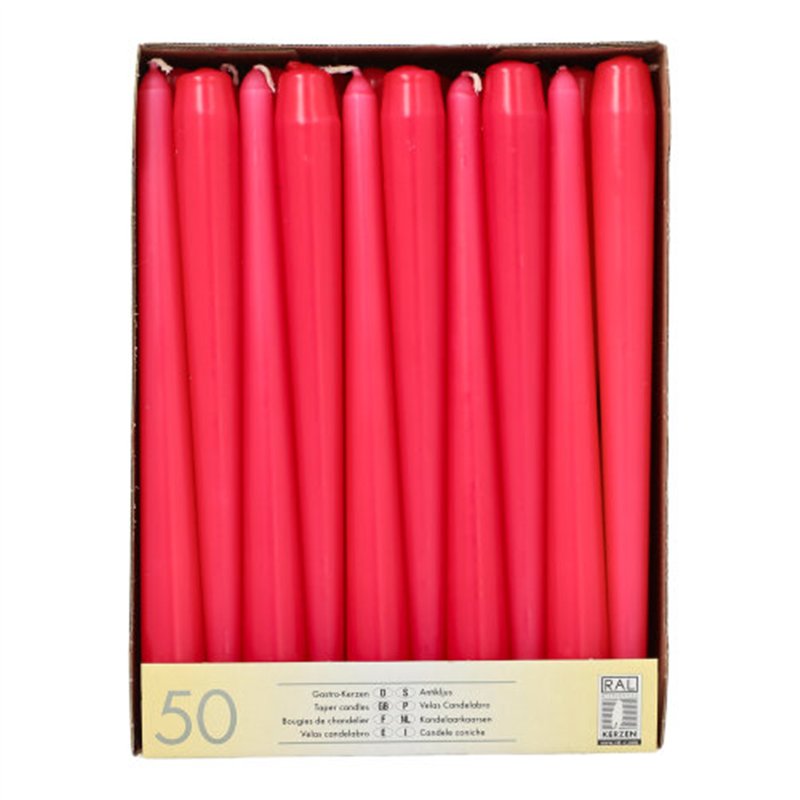 50 stk. Fuchsia Stearinlys 25 cm – Tilfør frisk energi til festen 50 stk. Fuchsia Stearinlys 25 cm – Tilfør frisk energi til festen