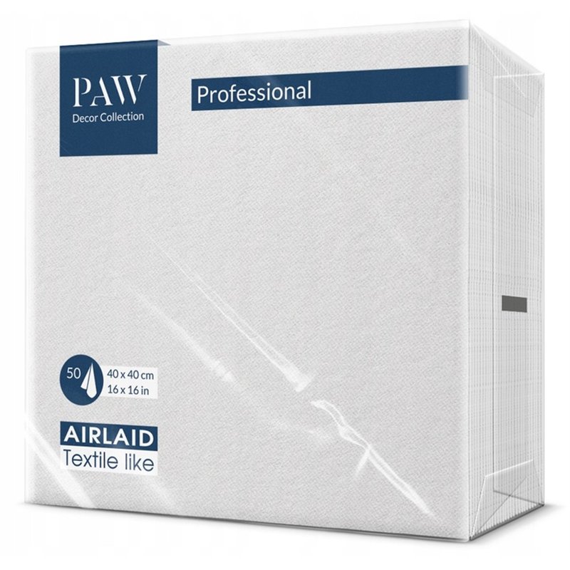 50 stk. Middagsservietter Hvid Airlaid 40x40 cm – Luksus stof-look til elegante fester